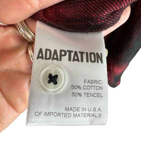 Adaptation NWT Barneys New York Red Black Plaid Flannel Rose Embroidered Dress - Picture 12 of 13